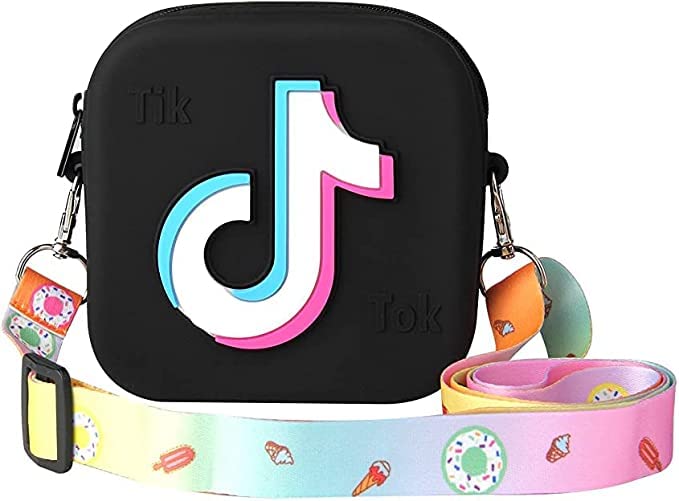 Kids Shoulder Purse Crossbody,4.7x4.7x1.57inch Music Theme Party Supplies for Handbag Casual Daypack Shoulder Bags for School, Concert, Travel Sports, Gifts Crossbody Purse, 1PCS, Black