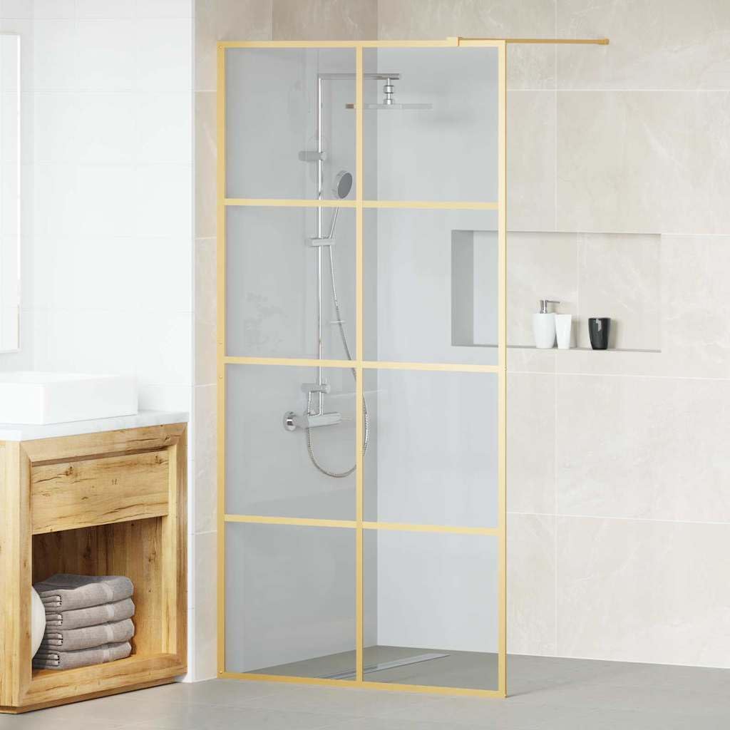 vidaXL Parete Doccia Walk-in Oro 100 x 195 cm vetro temperato