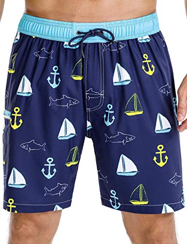 Nonwe Men's Swim Shorts Sea World Soft Relaxed Fit Board Shorts Blue 34