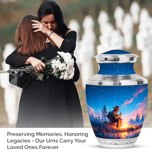 Image of Cowboys Urn Memorial Keepsakes for Ashes 1 Large & 2 Small | Cremation Urns for Adult Men & Women, Funeral Urns for Mom & Dad