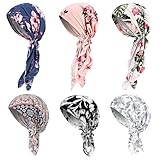 Fingertip WD 6 Pcs Chemo Headwear for Women, Pre Tied Cancer Cap Turban Hats, Soft Stretch Sleep Head Wraps for Hair Loss, Sensitive Scalp & Patients(Light color)