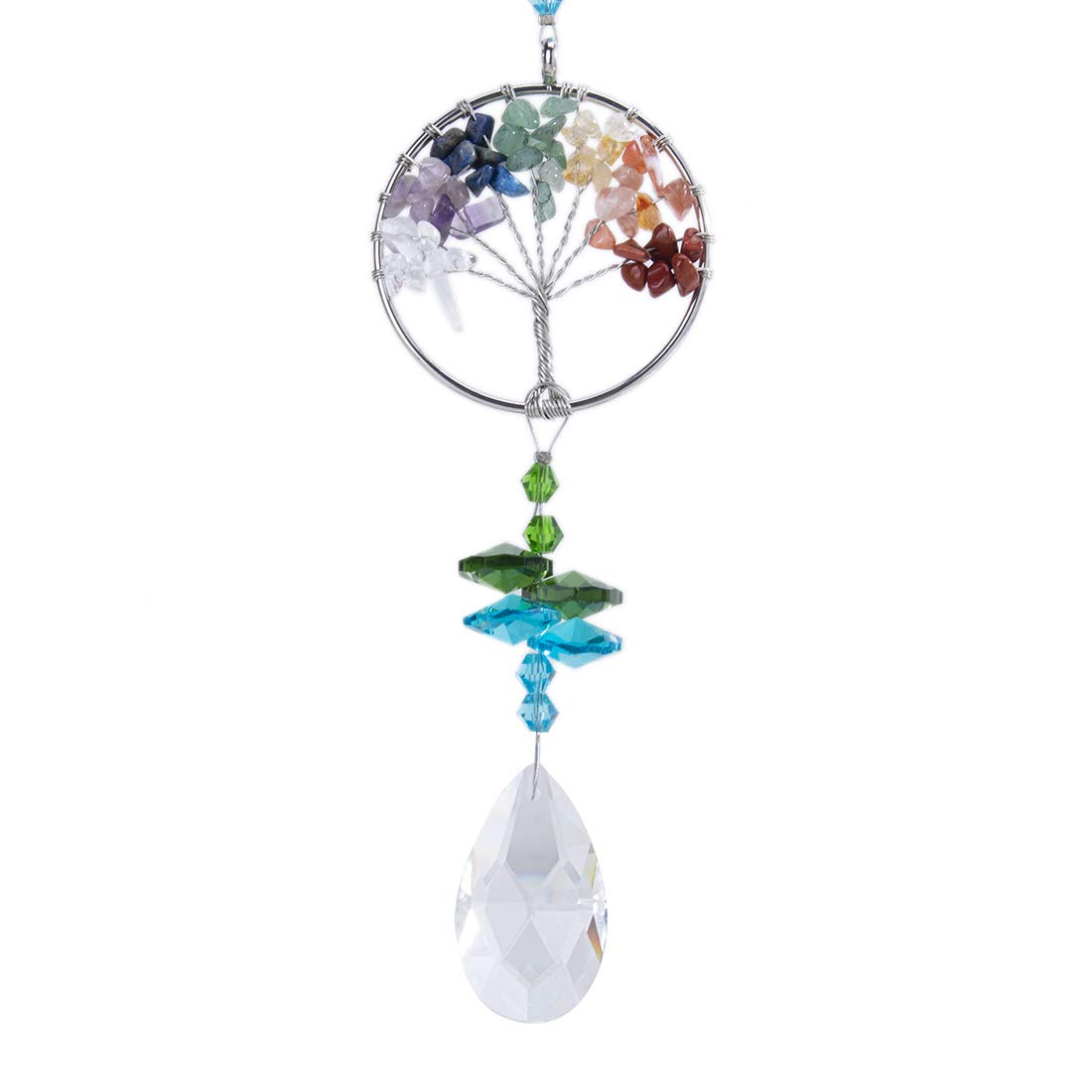 H&D HYALINE & DORACrystal Sun Catcher Tree of Life Window Suncatcher with 38mm Crystal Prism Hanging Ornament