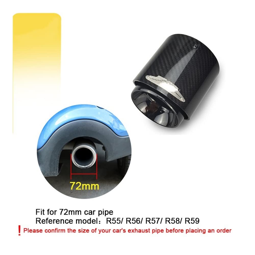 Terminale Scarico In Carbonio Per MINI Cooper - Compatibile Con Modelli F54, F56, R56, R57, JCW, Colore Nero, Ingresso 72 Mm