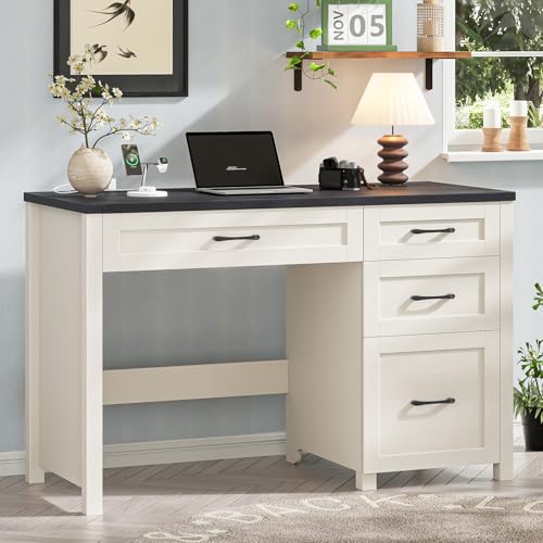 Image of Vabches Farmhouse 47 inch Executive Desk, Computer Desk with File Drawer, Black