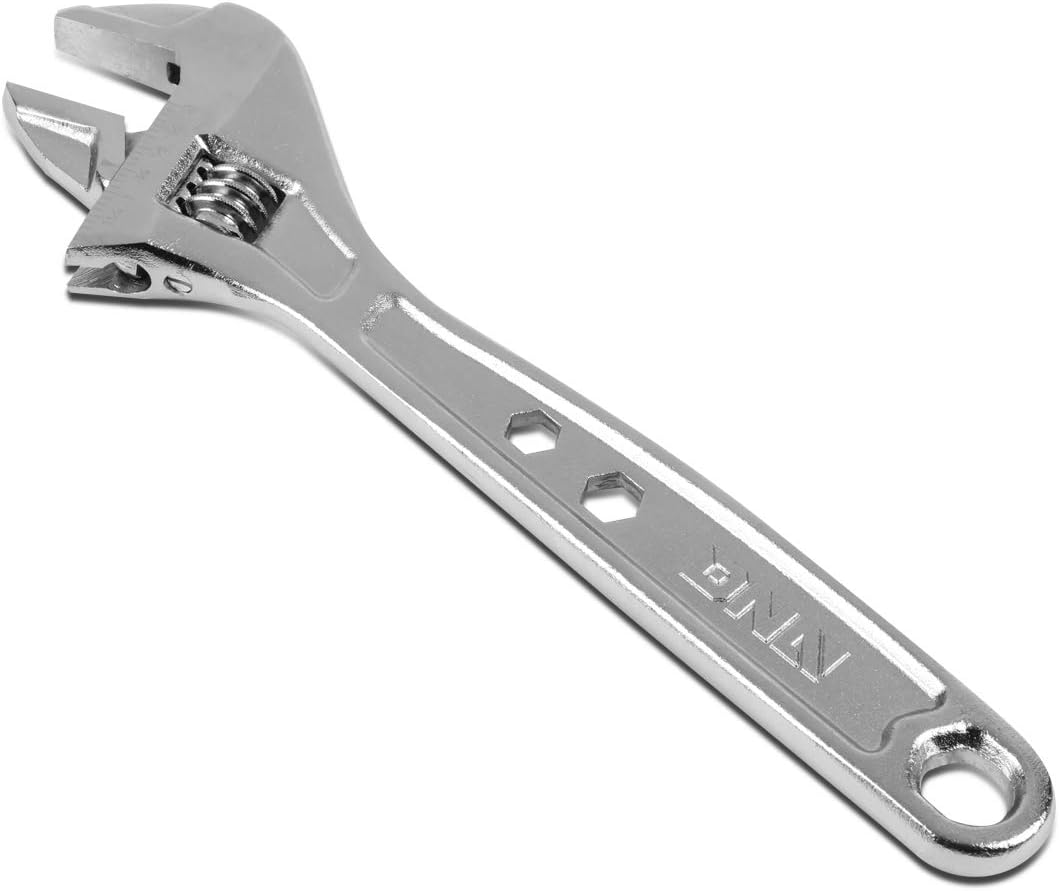DNA Motoring TOOLS-00045 Adjustable Wrench Spanner - 10 Inch, Vanadium Steel Automotive Repair Tool w/Four-Sided Jaws