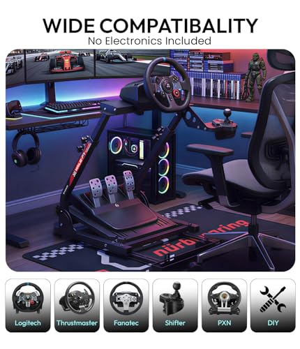Image of KAPAVER Halo-F1 Racing Wheel Floor Stand, portable & adjustable sim cockpit for Logitech G29 /G920 /G923 /G27 /G25, Thrustmaster T248 /T300RS /T150 /458 TX, Xbox, PS4 & PS5