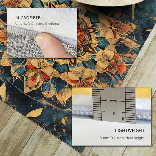 Tapis de porte vintage abstrait rustique 180x240cm lavable antidérapant chambre - 6