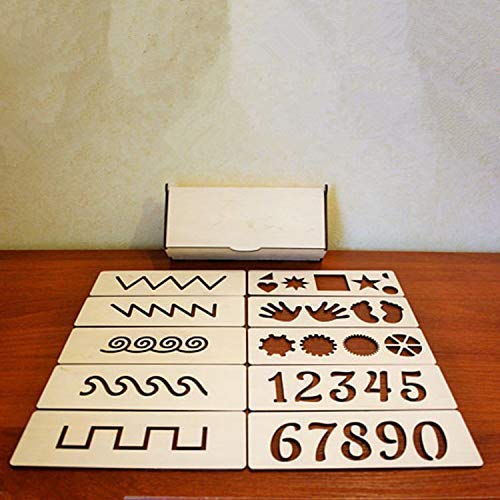 Bodima Educational Wood Handwriting Stencil Set | Easy-to-Use Writing Guide for Kids & Preschoolers | Letters & Number Stencils for More Convenient Handling & Tracing | Reusable Boards (Shapes) - Thumbnail 2