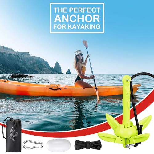 Image of Lounsweer 2 Pack 1.5 /3.5 lb Marine Kayak Anchor Kit Folding Grapnel Anchor Kit Boat Kayak Fishing Accessories for Small Boats Kayaks Canoe Paddle Boards