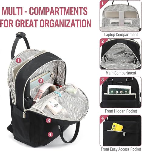 Image of MOCA Women's Minimal Laptop Backpack | Stylish Office & Travel Bag with USB Charging Port | Lightweight, Multi-Pocket, Fits 15.6 inch Laptop