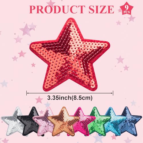Pagow QL8844T1 9 Pcs Sequins Star Iron On Patches thumb #1