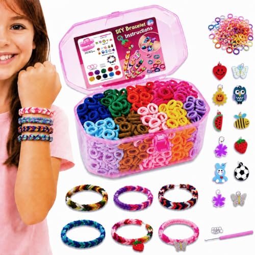 FunzBo Elastique Bracelet Élastique Loom Bands Kit, 10 couleurs kits de fabrication de bracelets d'amitié bandes en caoutchouc avec clips Loisirs Créatif...