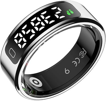 LETLET Smart Ring for Women for Men,60 Health Metrics,Accurately Monitors Heart Rate,Blood Oxygen SpO2,Sleep,Stress and Womens Health Metrics.Fitness Rings for Women,Ultra-ThinSliver, 12#