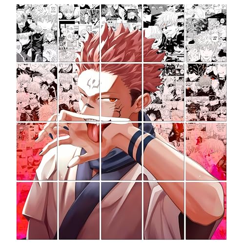 Image of MODERN GALLERY MART Pack of 20 Jujutsu Kaisen Ryomen Sukuna Manga Poster | A4 Size Anime Wall Art (8.3 x 11.7 inch) | Manga Posters with Glue Dots | Anime Poster for Bedroom, Living Room, Office