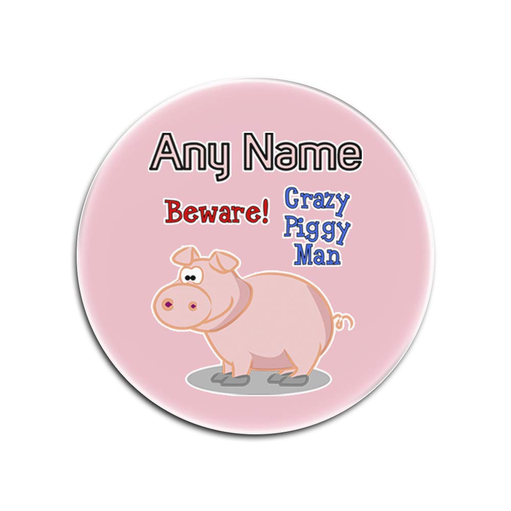 Dessous-de-verre en verre Crazy Piggy Man blancs et roses personnalisables x4