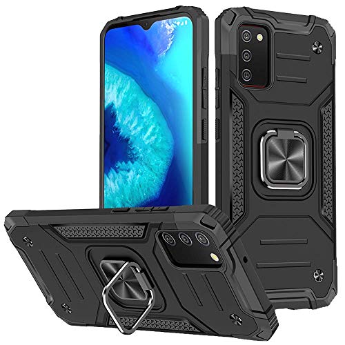 HNHYGETE Samsung A02s Case, Galaxy A02s Case, 360°Military Grade Rotatable Kickstand Hard Rubber Bumper [Shockproof] Protective Cases Fit for Samsung Galaxy A02s (Black)