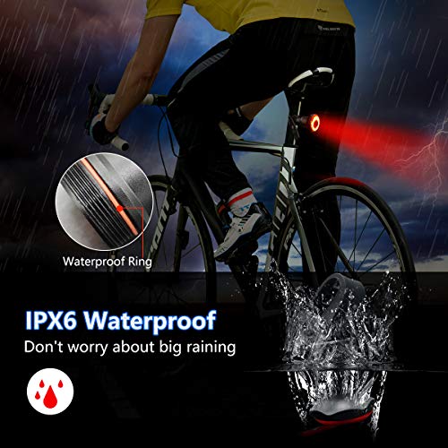 image for GXIN USB Rechargeable LED Smart Bike Tail Light, Ultra Bright Brake Se