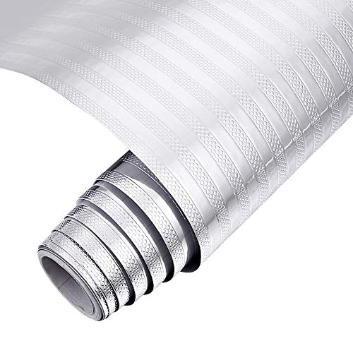 Keleily Papel de Aluminio Adhesivo, Adhesivo para Azulejos de Cocina Adhesivo de Pared Autoadhesivo Antideslizante Resistente al Agua para Cocina, Gabinete, Cajones, Pared, Plata, 40 cm x 2 m