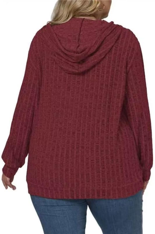 DOLNINE Plus-Size-Hoodies for Women Fall Dressy Hooded Sweatshirt Lightweight Long Sleeve Ribbed Knit Pullover Sweaters - Image 4