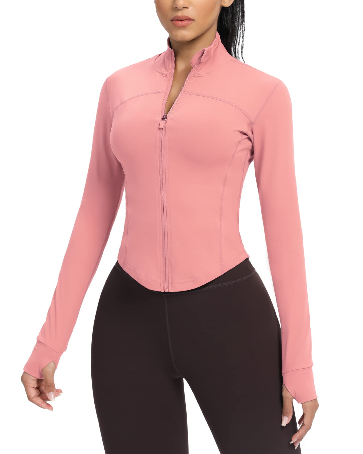 AVGO Women's Cropped Running Workout Jackets Zip Slim Fit Athletic Tops
