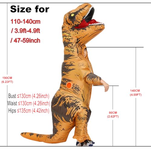 JASHKE Costume T rex Gonfiabile Adulto Costumi Dinosauro Gonfiabili Bambini Costume Halloween Dinosauro