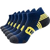 PEARL CARE Mens Navy Blue Athletic Running Ankle Socks Light Cushioned Tab Sports Low Cut Socks (6 P