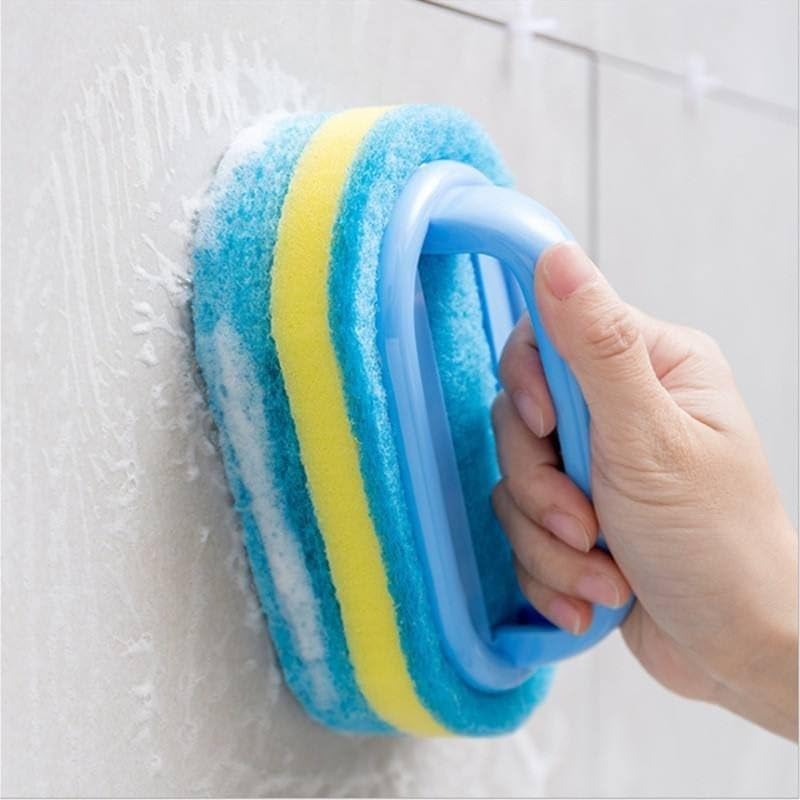 Bathroom Tile Scrubber Brush with Handle, Blue Sponge | Wall Cleaning, Easy Grip Handle, Foam Sponge Pad, Bath & Kitchen Use, Removes Stains-picture-11