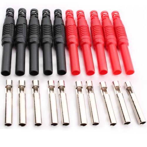 RUNCCI-YUN 10Pcs Fiches bananes isolées 4 mm Femelles, 4mm souder Femelles fiche Banane pour fils de test de multimètre（noir rouge）