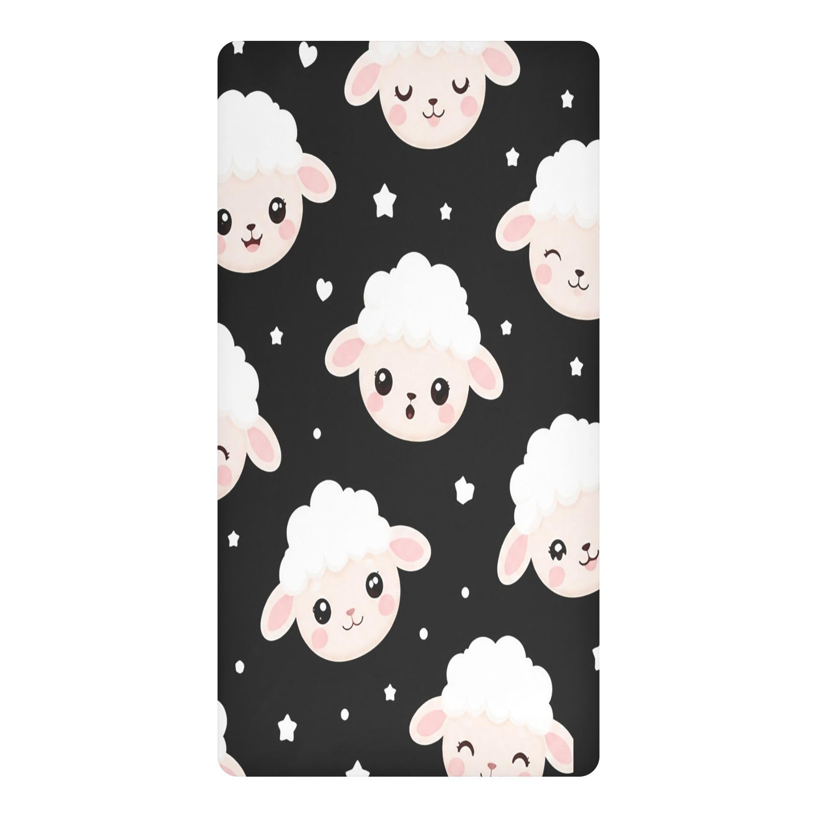 BOESI Cute Sheep Waterproof Crib Sheet,Fitted Mattress Protector
