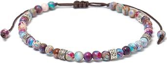Beaded Bracelets for Women Adjustable Handmade String Bracelet Colorful Stone Strand Bracelet