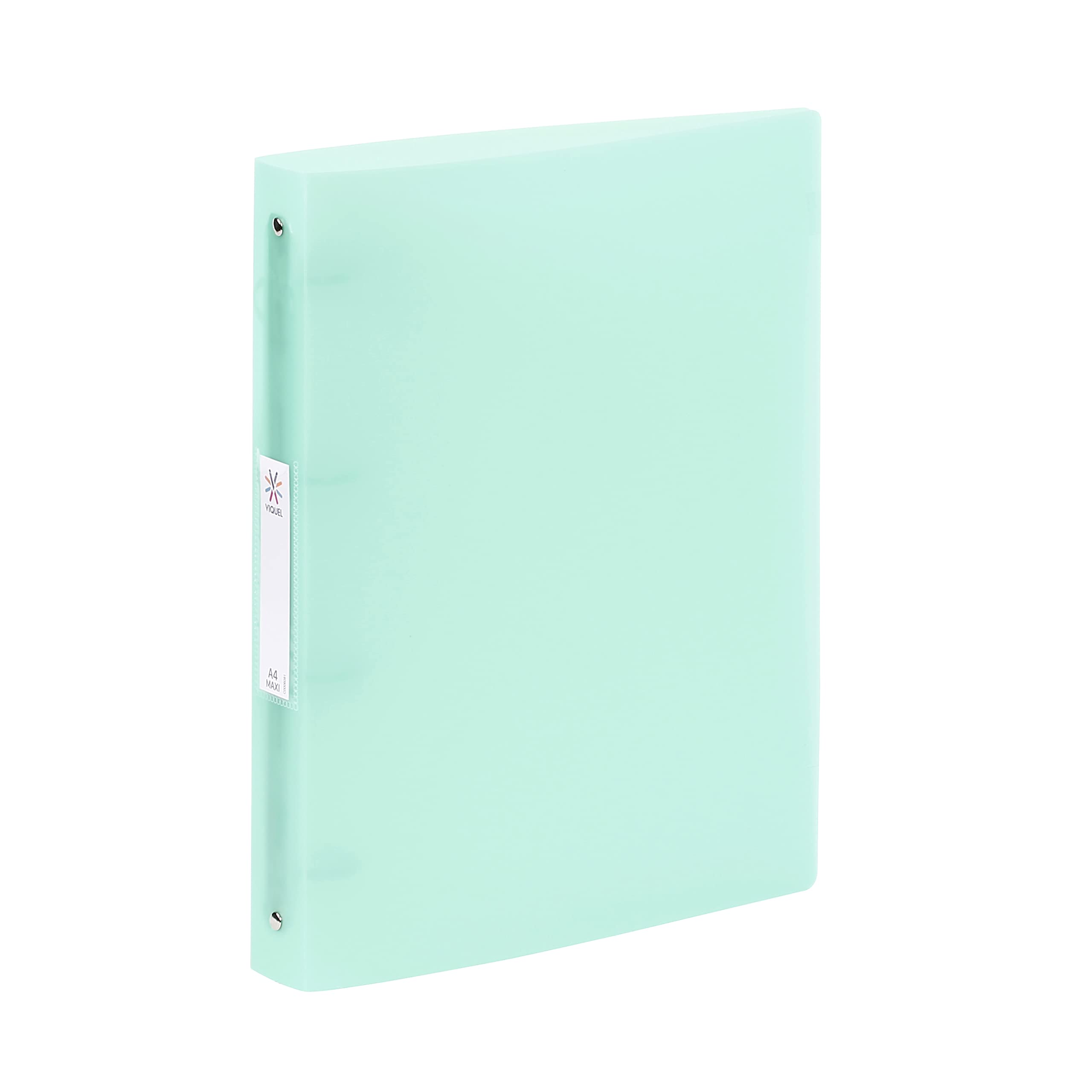 Viquel - A4 Maxi Soft Folder with Spine Label - 4 Rings - 4 cm Spine - for A4 Documents - Translucent Green