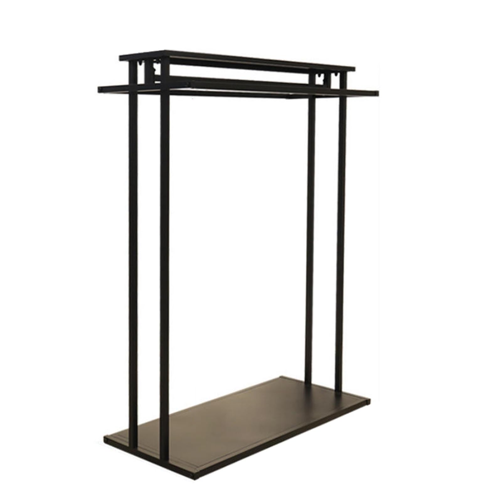 LJHFG63KUYT Clothes Rack Clothing Store Island Rack, Display, Double Row Side Hanging Hangers, Iron Floor Shelves Display Stand(Black,Medium)