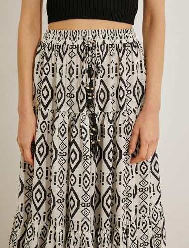 Jupe midi Koton à motif ethnique et cordon de serrage pour femme - 6