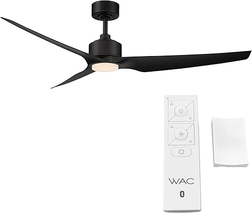 Miniatura 2 de WAC Smart Fans Stella - Ventilador de techo de 3 aspas para interiores y exteriores, 60 pulgadas, negro mate con kit de luz LED de 3000 K y control
