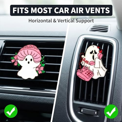 Image of Car Air Fresheners Vent Clips Car Diffuser Vent Clip, Car Decoration Cute Car Interior Decor, Car Accessories for Women (2 Pcs Pink Halloween Ghost-C)