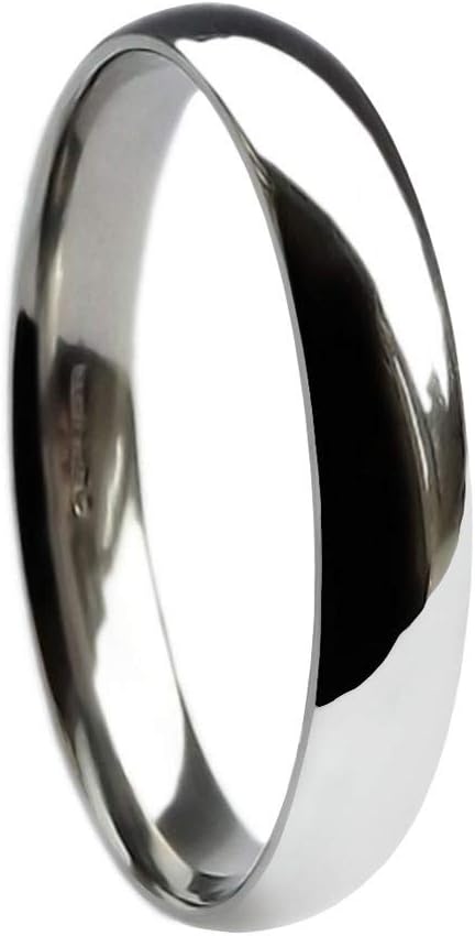 QUALITY UK 18ct White Gold 3mm Heavy Band Traditional Court / Comfort Wedding Ring 4.0g Size I to P