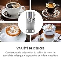 Klarstein Futura Espressomaschine, Siebträgermaschine mit 1450 Watt, 20 bar, Barista-Qualität, Zweifach Ausguss, Fließstopp, Siebträger Kaffeemaschine, Milchaufschäum-Funktion, silber – Ansicht 5