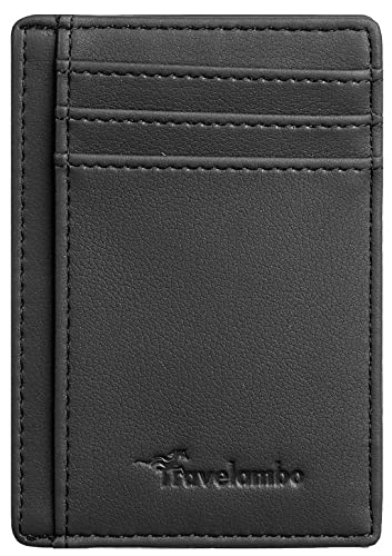 Travelambo Front Pocket Minimalist Leather Slim Wallet Rfid Blocking #TOP3