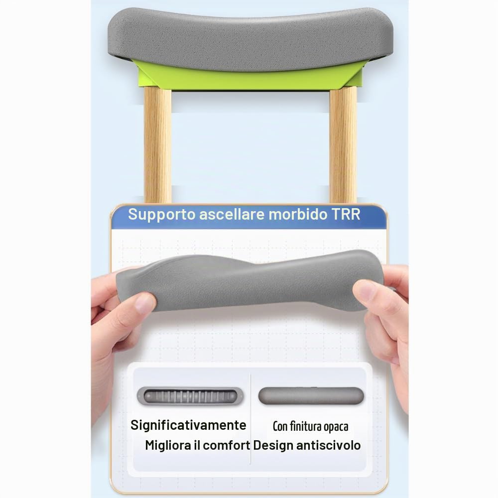 NEWFUN Stampelle Ascellari, Ortopediche Regolabili, Supporti per Avambraccio, Portata 150 KG, in Alluminio con Poggia Avambraccio e Poggia Mano Morbidi, Grigio, 1 Paio