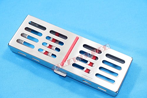 New German Stainless Dental Autoclave Sterilization Cassette Rack Box Tray for 5 Instrument RED - Thumbnail 3