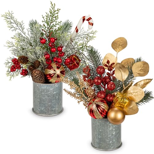 Hollyone 2 Pack Christmas Table Decorations 12" Artificial Small Christmas