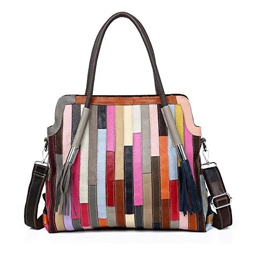 Segater Damen-Handtasche, Boston-Design, echtes Leder, bunt, groß, Bunt, mittlere Größe 2.,