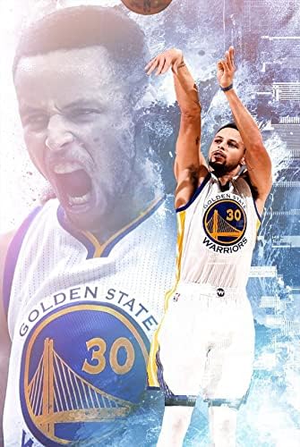 RUIYAN Stephen Curry Poster for Walls, Basketball Superstar Sports Canvas Wall Art Print, Inspirational Man Cave Boys Room Office Decor, Gifts Fans, 16''x24''-No Frame
