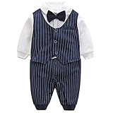 エルフ ベビー(Fairy Baby) ベビーフォーマル 赤ちゃん セレモニー ロンパース 男の子 結婚式服 お食い初め お宮参り 80cm 紺色 ストライプ