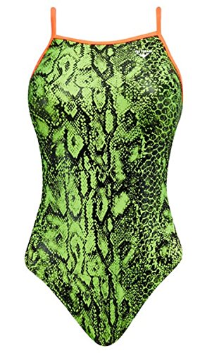 The Finals Women's Gecko Non Foil Wing Back Swimsuit, Green/Black, Size 30