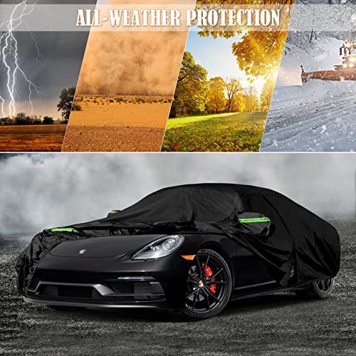 Image of Waterproof Car Cover Replace for 1997-2025 Porsche 718 Boxster /Cayman 986 /987 /981, 6 Layers All Weather Full Car Covers with Zipper Door & Windproof Bands for Snow Rain Dust Hail Protection (718)