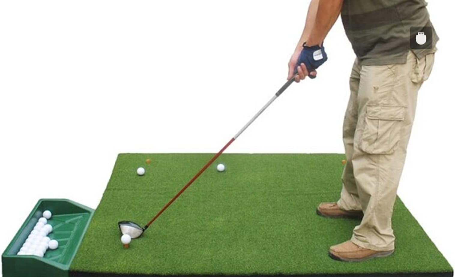 P4G 3.3' x 5' Primary Putting Practice Mat Golf Hitting Mat with 12mm Nylon Turf, Your Size Including one 12mm Rubber Teequipment