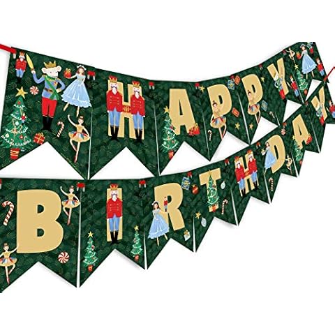 Nutcracker Happy Birthday Banner - Nutcracker Party Supplies - Nutcracker Party Decorations - Christmas Birthday Party - Ballet Party - HB Dark Cover