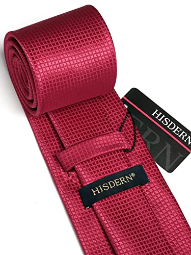 Image of HISDERN Ties for Men Plaid Checkered Tie with Pocket Square Woven Business Formal Necktie Handkerchief Set Wedding Party