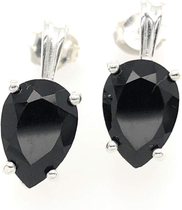 Genuine Black Onyx 925 Solid Sterling Silver Earrings 15mm